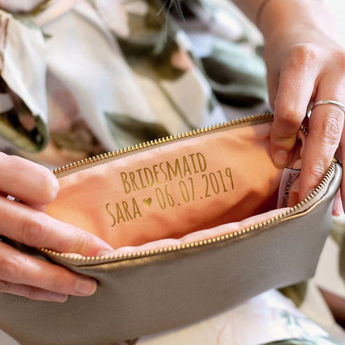 Bridesmaid Makeup Bag  Gold Leather Clutch – Shop Sandra Smith