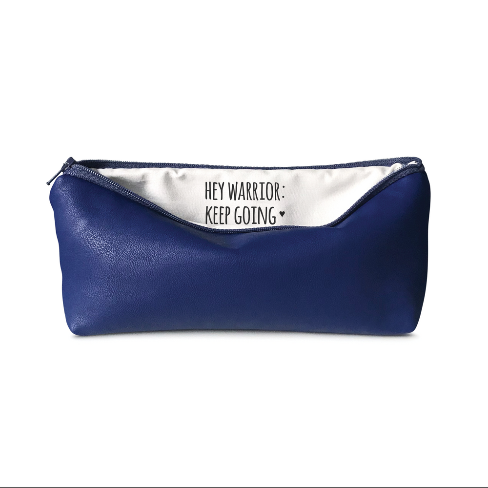 Hey Warrior Keep Going | Faux Leather Pencil Bag