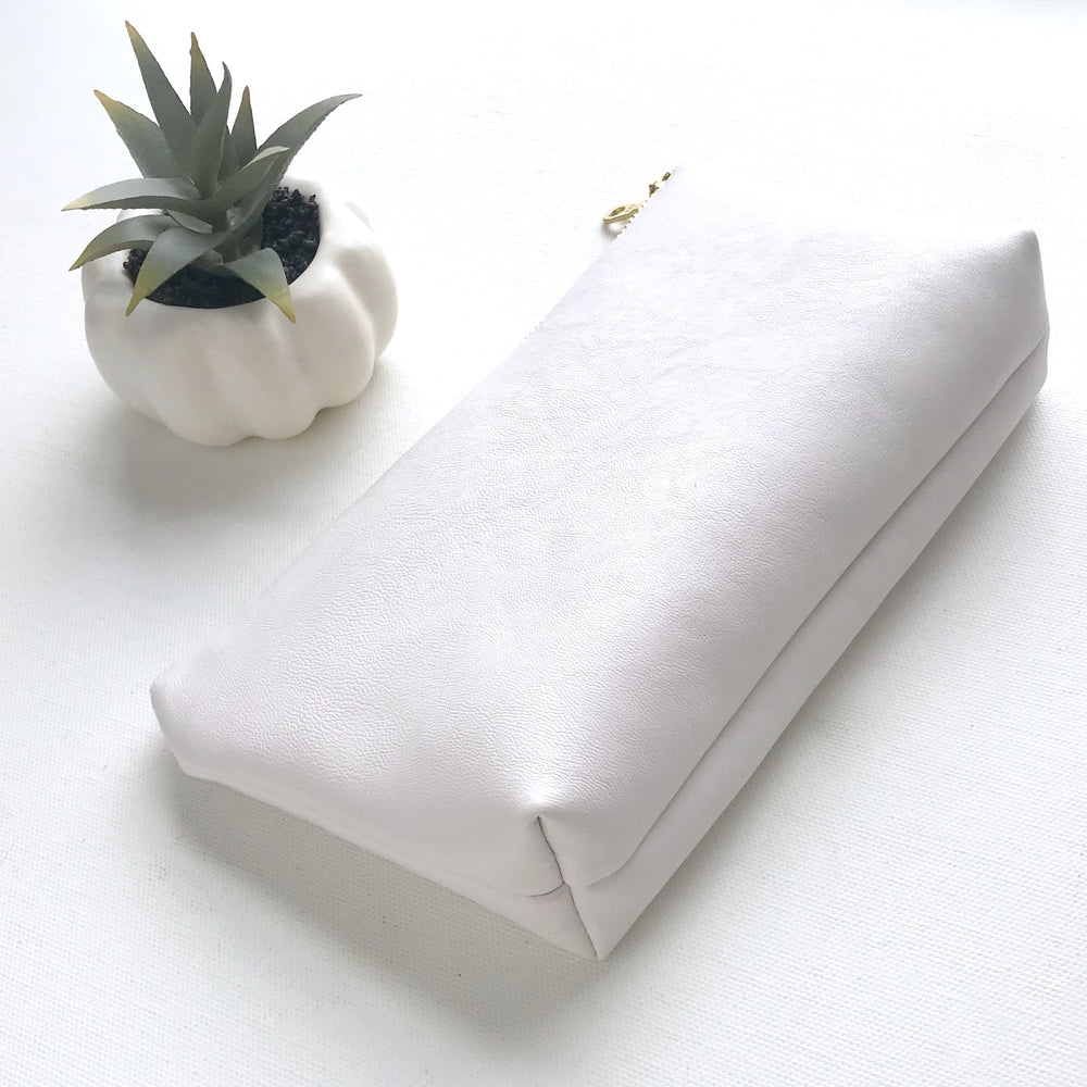 White Vegan Leather Pouch