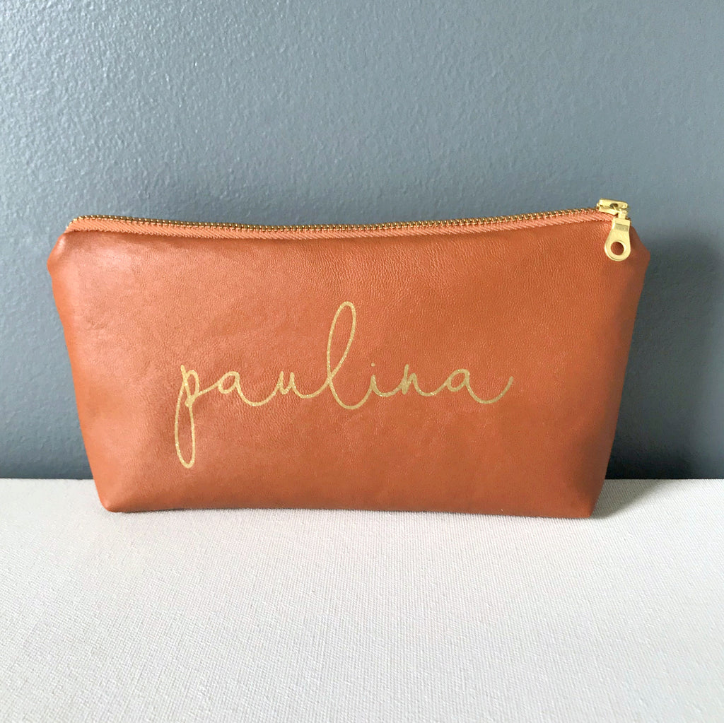 Personalized Name Bag | Chestnut + Gold