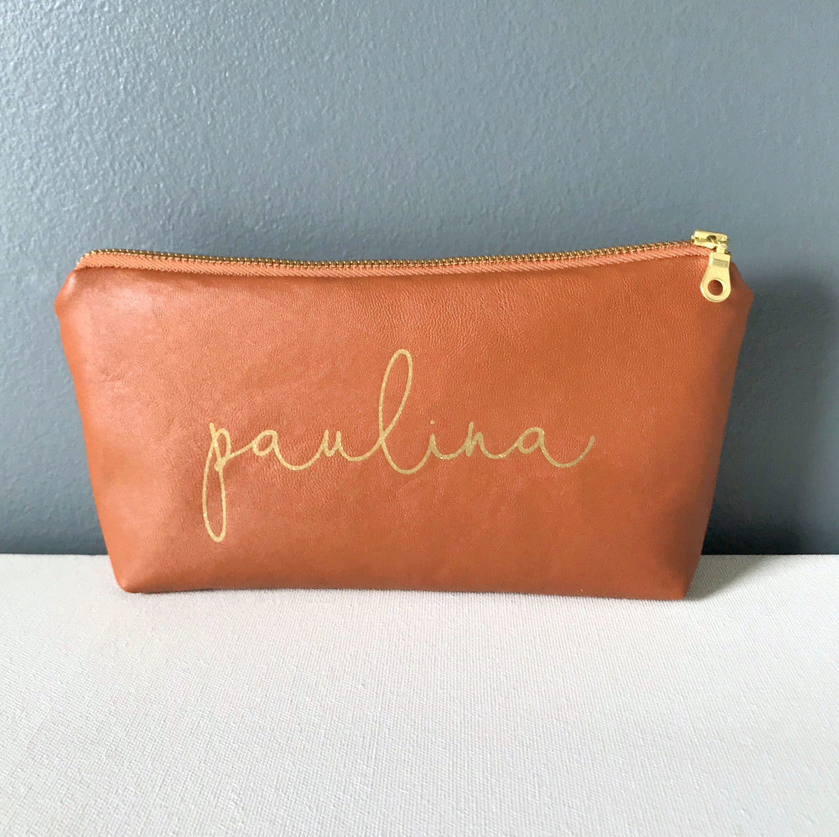 Personalized Name Bag | Chestnut + Gold