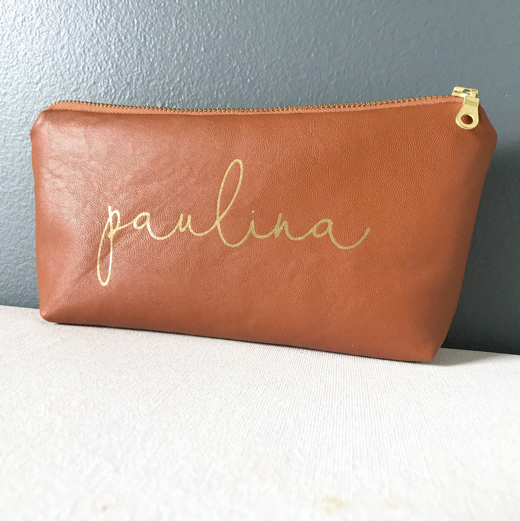 Personalized Name Bag | Chestnut + Gold