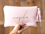 Personalized Name Rose Leather Clutch Bag