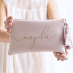 Personalized Name Rose Leather Clutch Bag