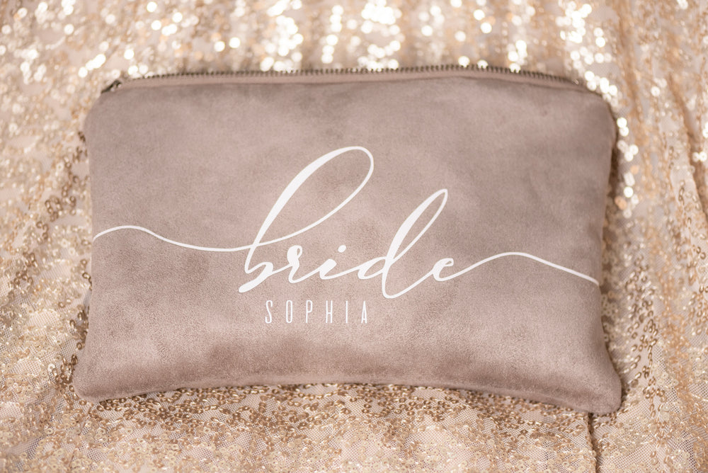 Personalized Taupe Bridal Clutch