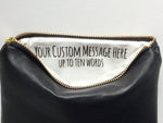 Black Leather Makeup Bag with Hidden message