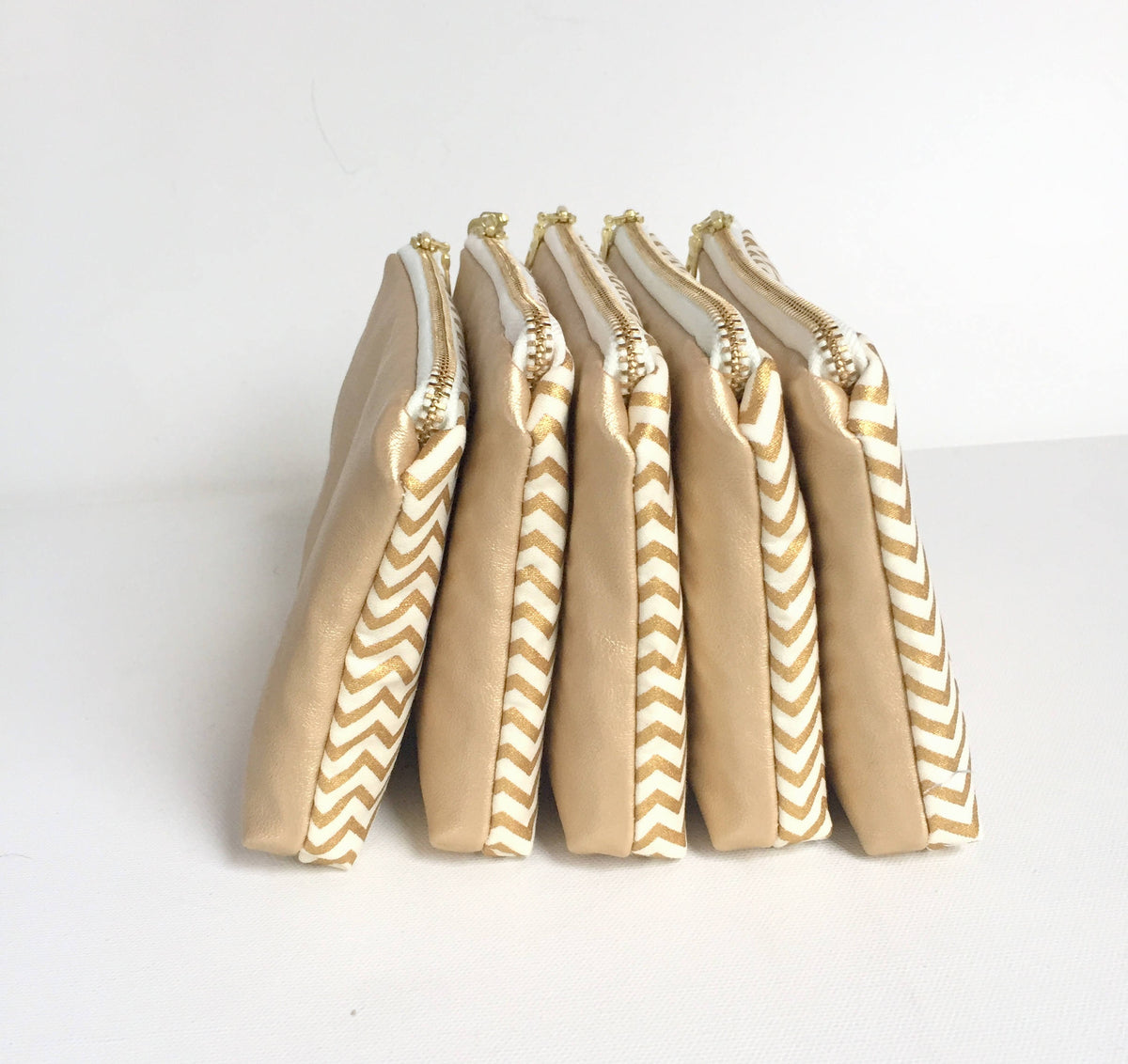 Bright Gold Leather Makeup Bag