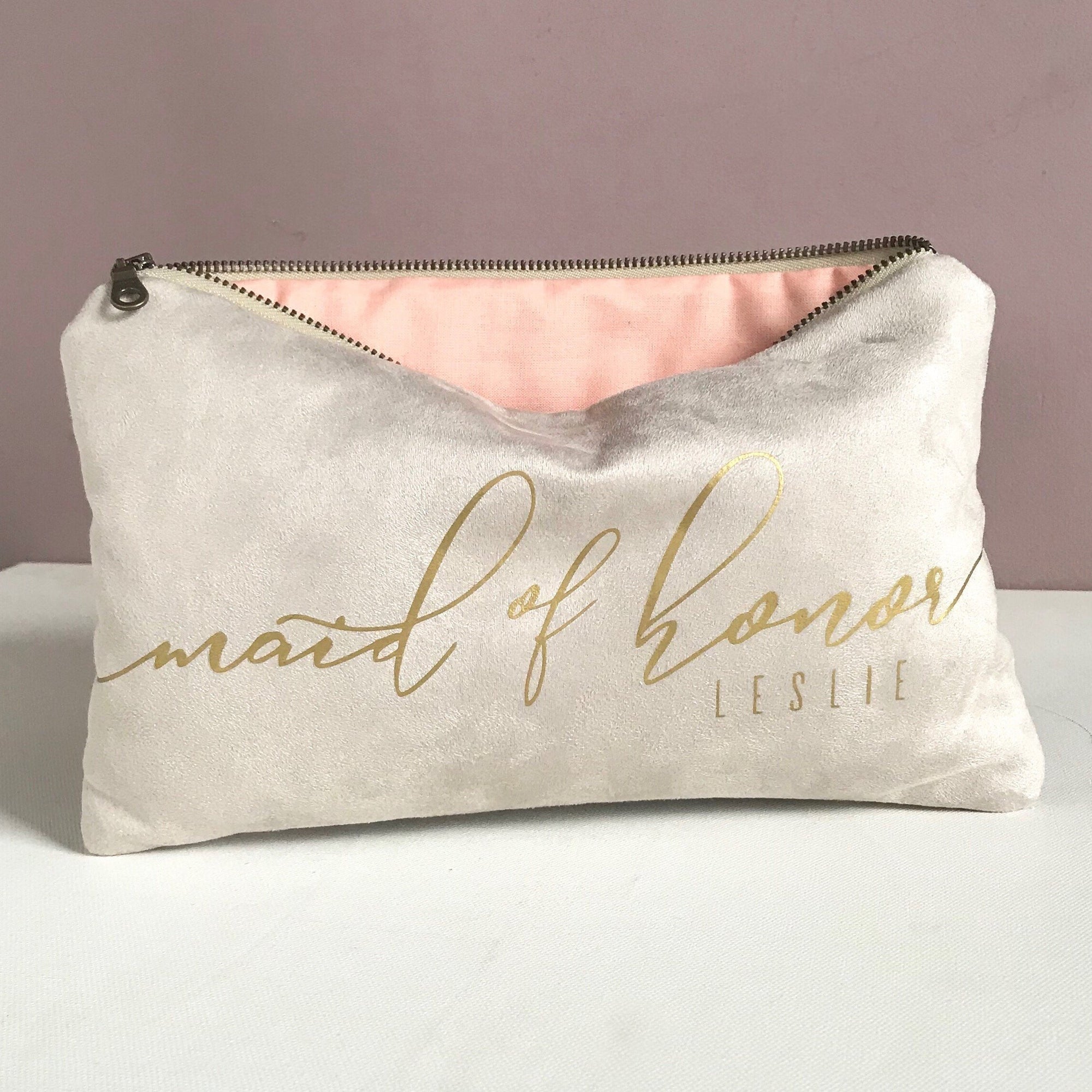 Bridesmaid Makeup Bag  Gold Leather Clutch – Shop Sandra Smith