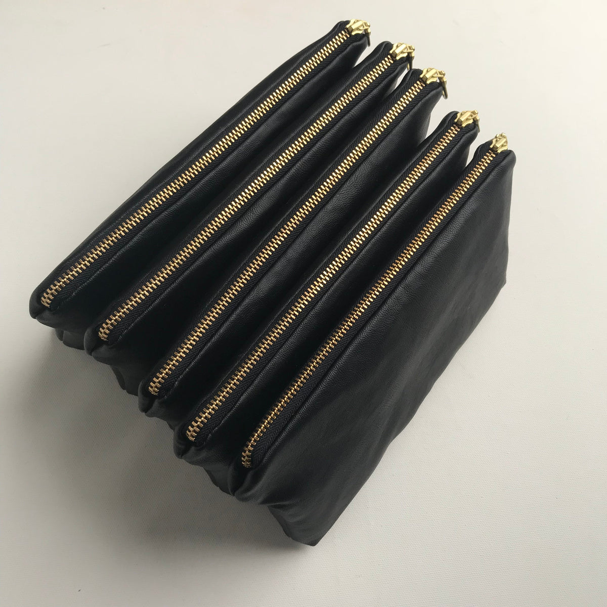 Black Leather Makeup Bag
