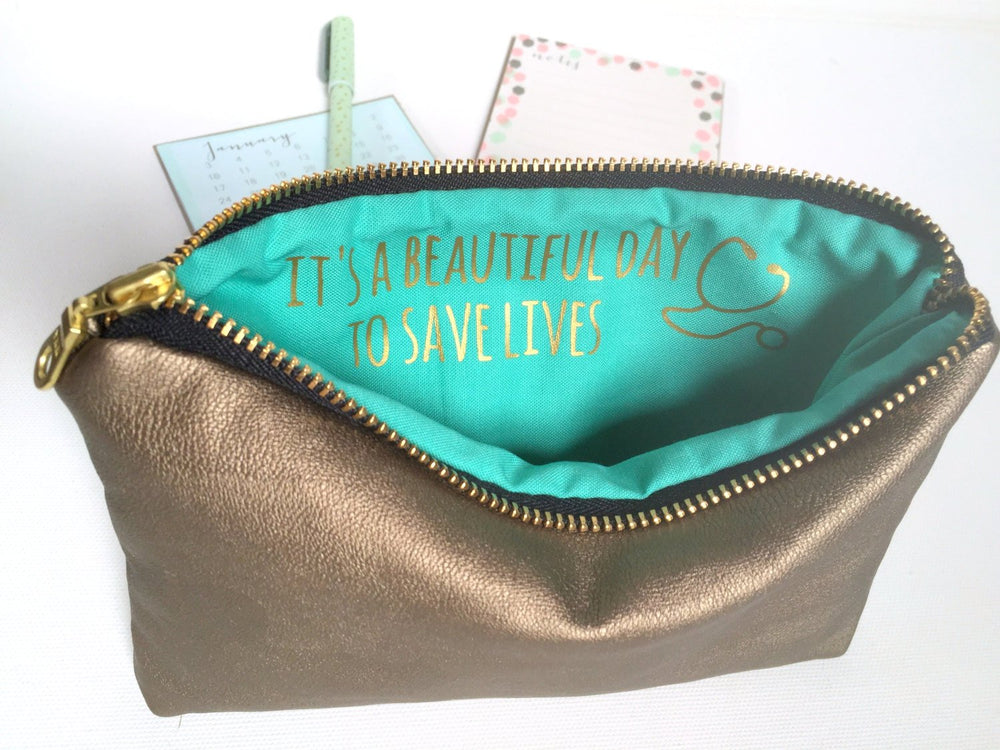 Save Lives | Gold Faux Leather Bag